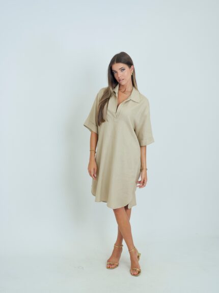 Vestido liso em linho