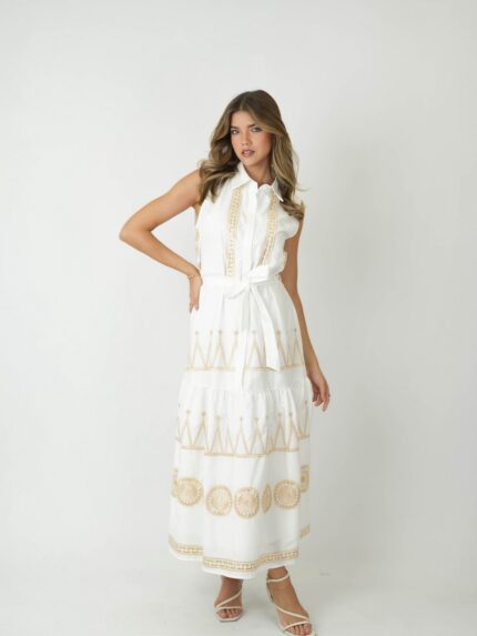 Vestido Camisiero Comprido com Relevos