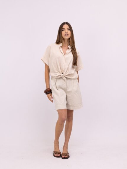 Blusa Texturizada com Nó Frontal – Off-White