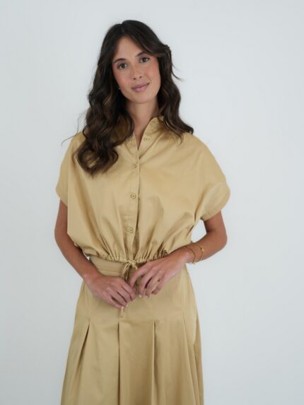Blusa Utility Camisa com Ajuste Franzido