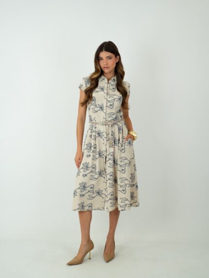 Vestido Camiseiro Midi com Estampa Floral