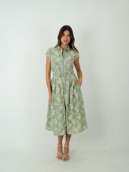 Vestido Camiseiro Midi com Estampa Floral