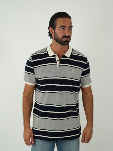 Polo de Malha às Riscas com Padrão Microestruturado
