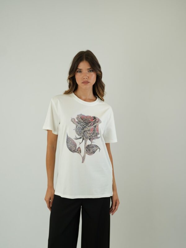 T-shirt Oversized Com Estampa Artística De Rosa – Duas Versões